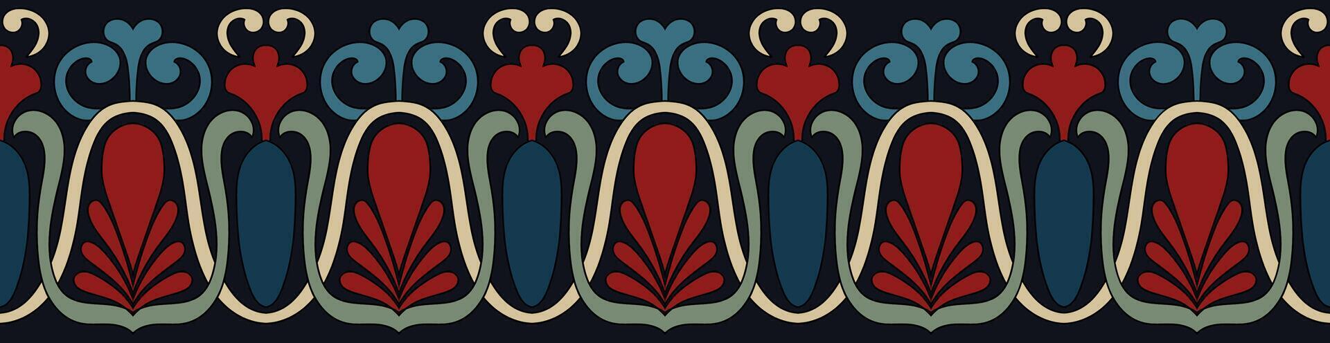 seamless border Abstract flowers, bridge lines, fabric borders, wallpaper frames, pillows, rugs. vector