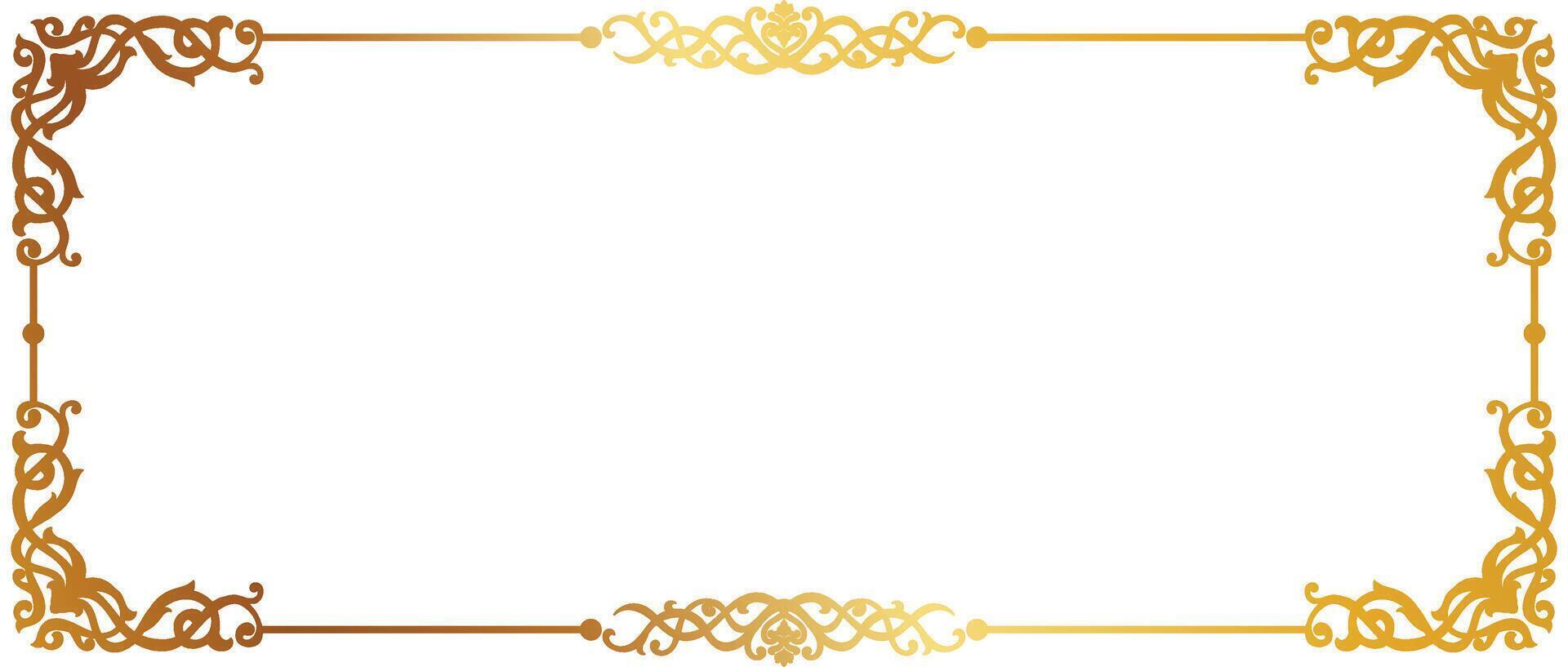 Abstract pattern frame, golden color, border and corner elements vector