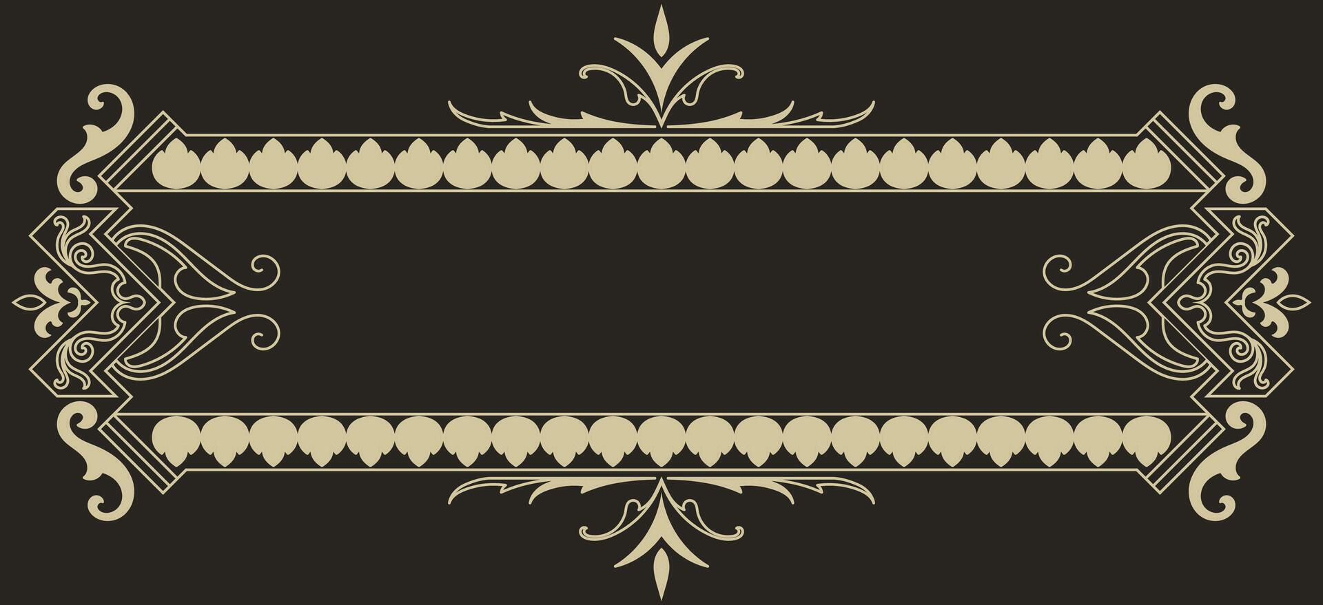 golden vintage frame Abstract pattern message frame The edge of the carpet is an empty space for an elegant message. vector