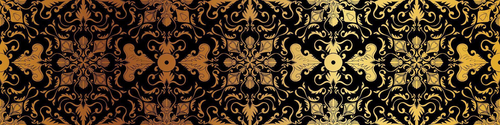 abstract floral border seamless golden paper border woodcarving decorative pattern vector