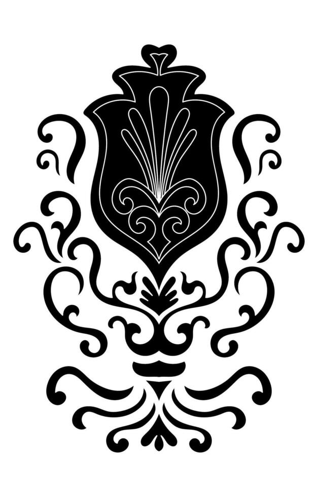 Carpet components. black stripes. rug Oriental ornament with floral motifs. Indian design element for henna tattoo, adult coloring book, greeting card, wedding invitation or spa beauty flyer. vector