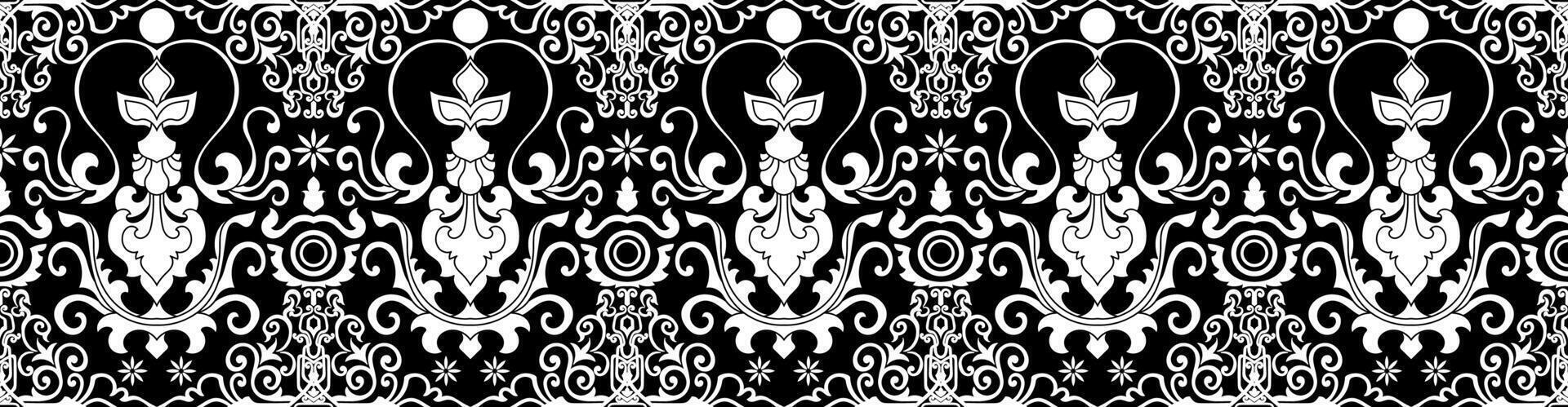 damask white lines seamless embroidered lace fabric For decorating tables, cloth edges, and black backgrounds. vector