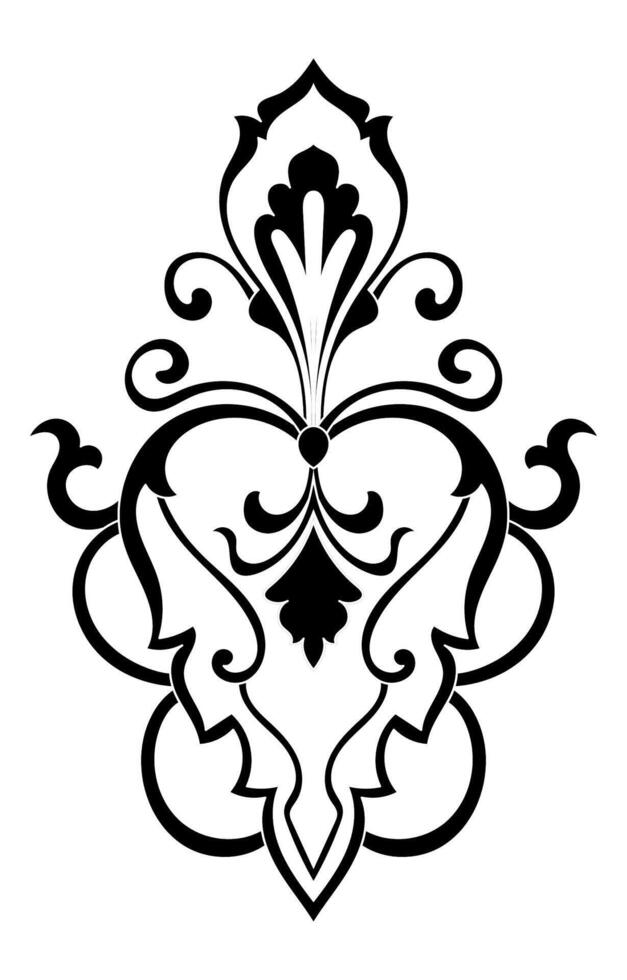 Carpet components. black stripes. rug Oriental ornament with floral motifs. Indian design element for henna tattoo, adult coloring book, greeting card, wedding invitation or spa beauty flyer. vector