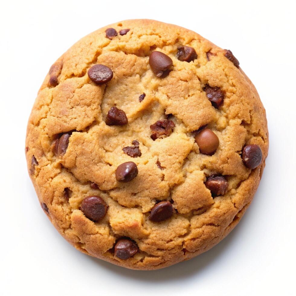 Baking delicious chocolate chip cookies isolated on a white background photo