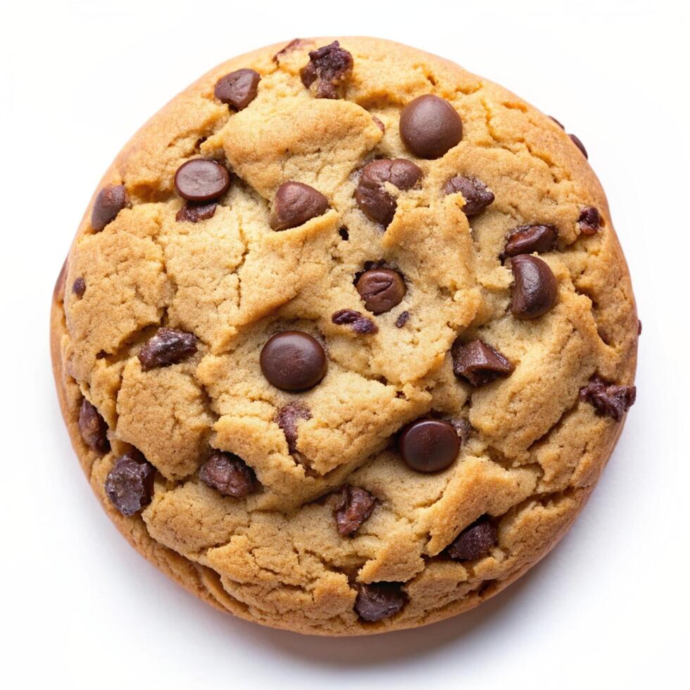 Baking delicious chocolate chip cookies isolated on a white background photo