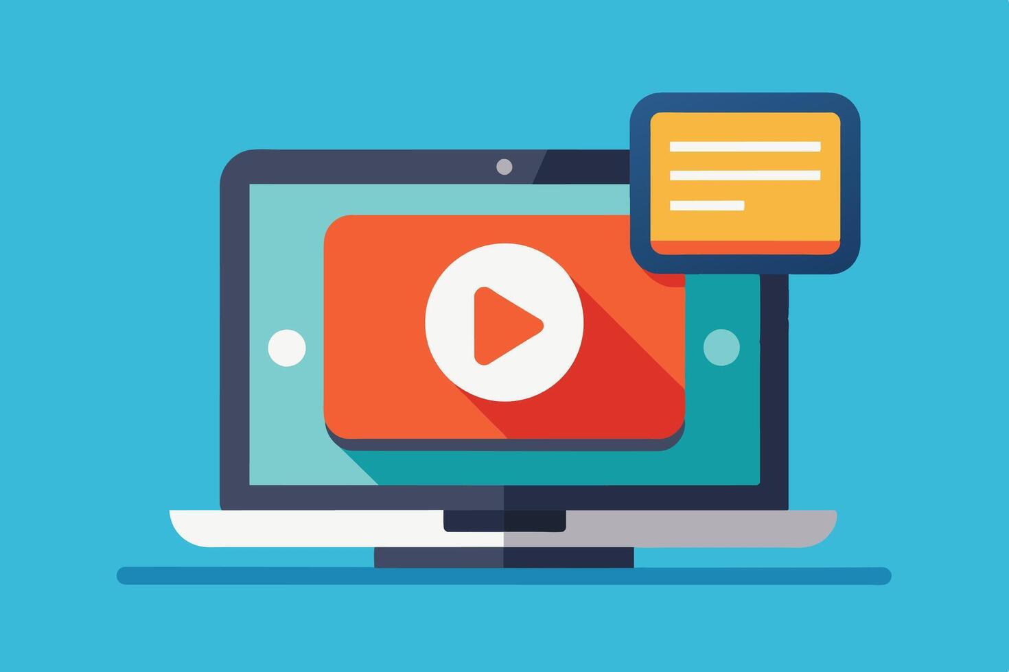 Modern Laptop Screen Displaying Play Button Icon for Streaming vector