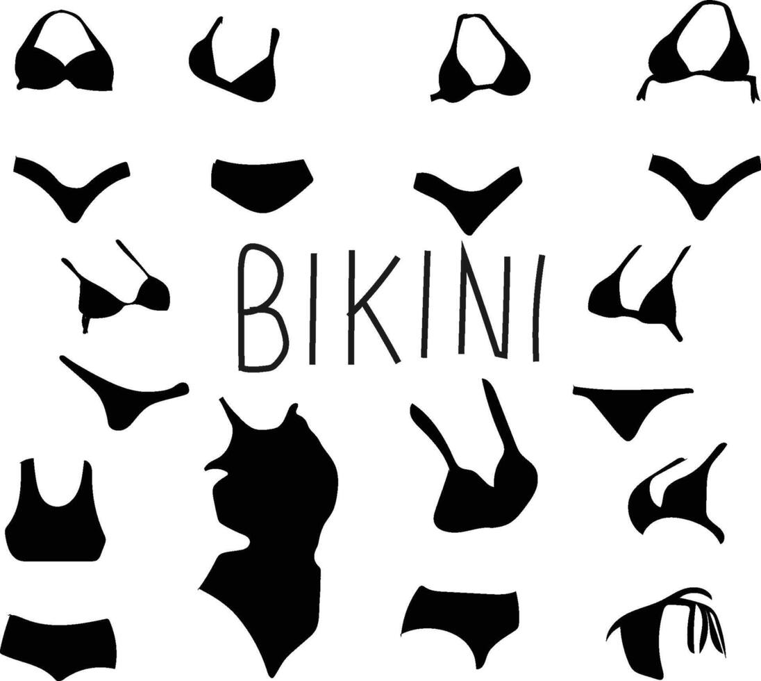 set of black bikini vector