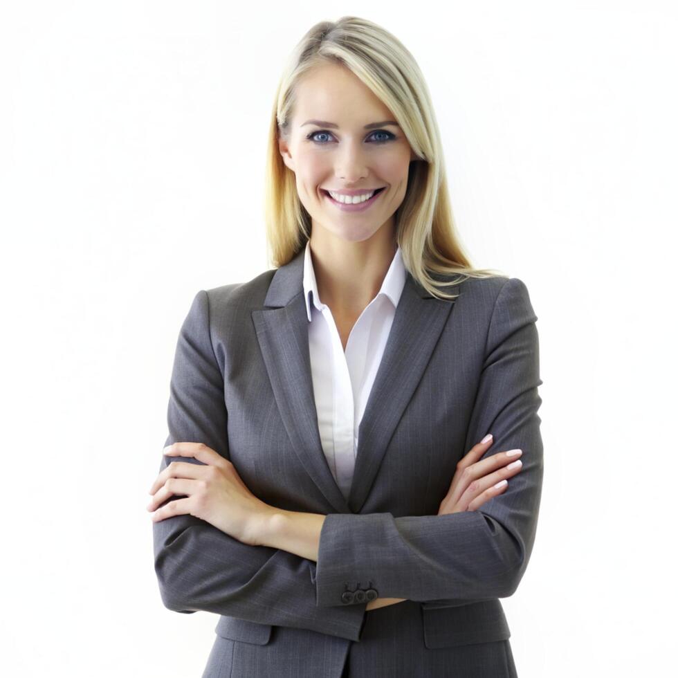 Portrait of businesswoman,white background photo