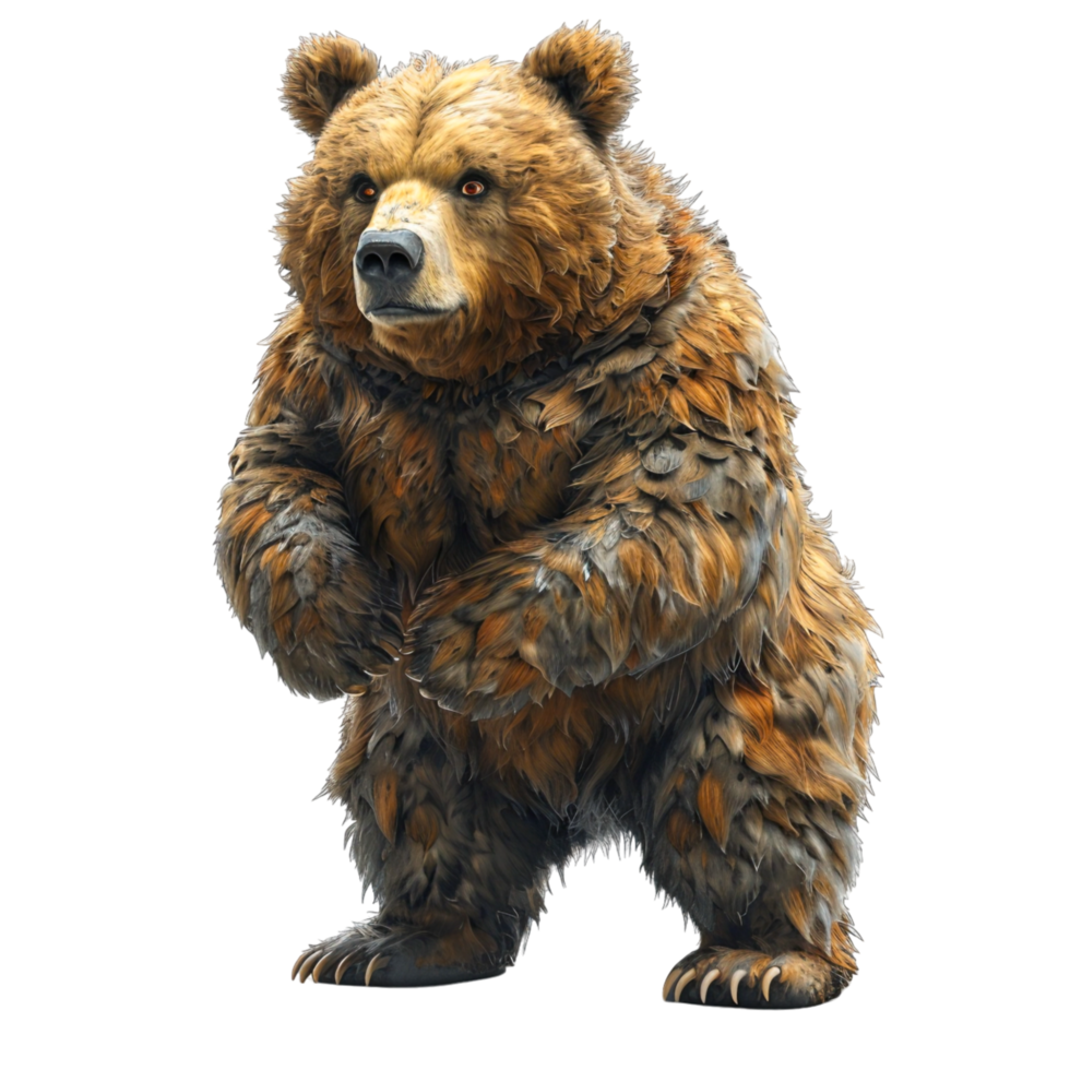 Fierce Grizzly Bear on Hind Legs with Detailed png