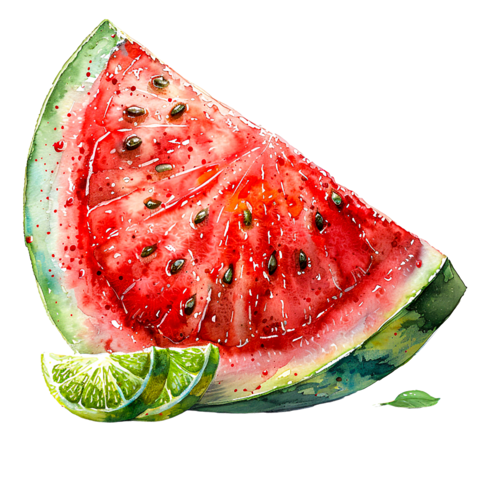 Refreshing Summer Delight Juicy Watermelon Slice Watercolor Painting png