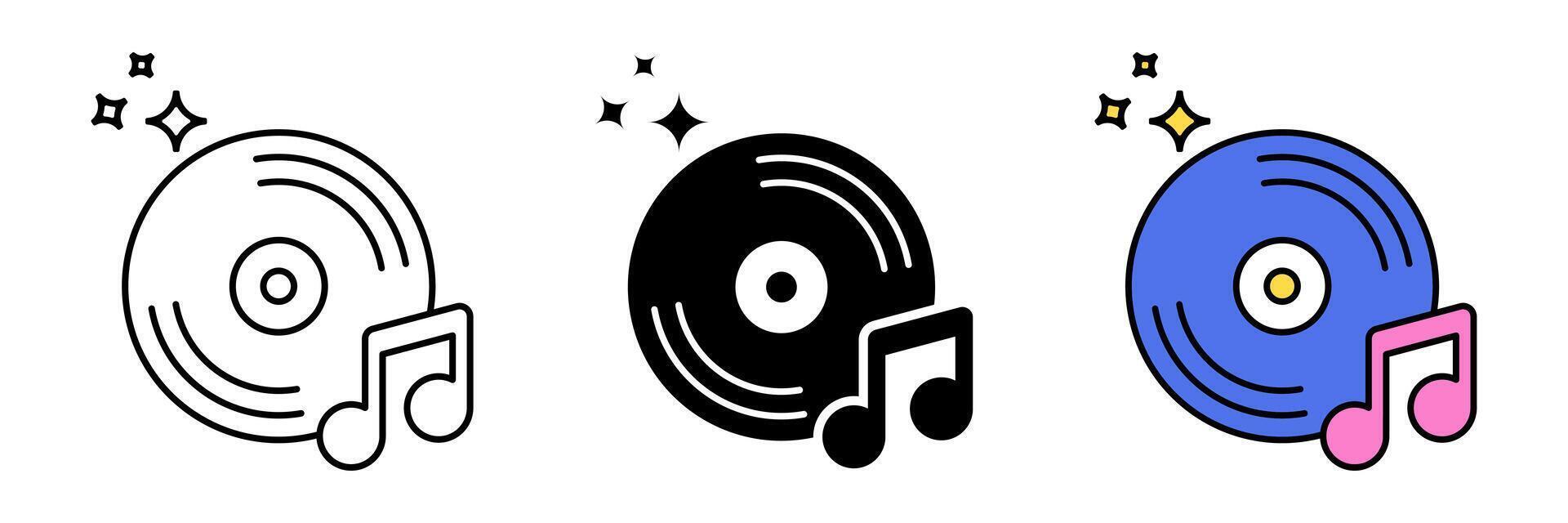 set of DJ music recording icons. CD symbol. trendy design isolated on white background vector