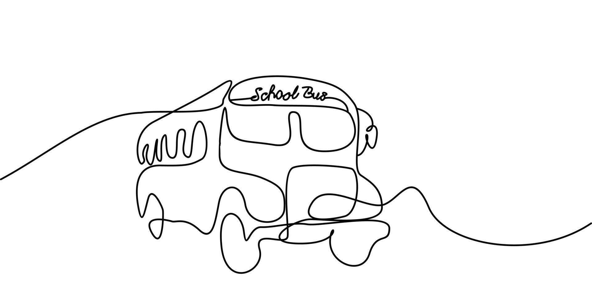 continuous one line drawing of a beautiful school bus. educational theme abstract line art illustration vector