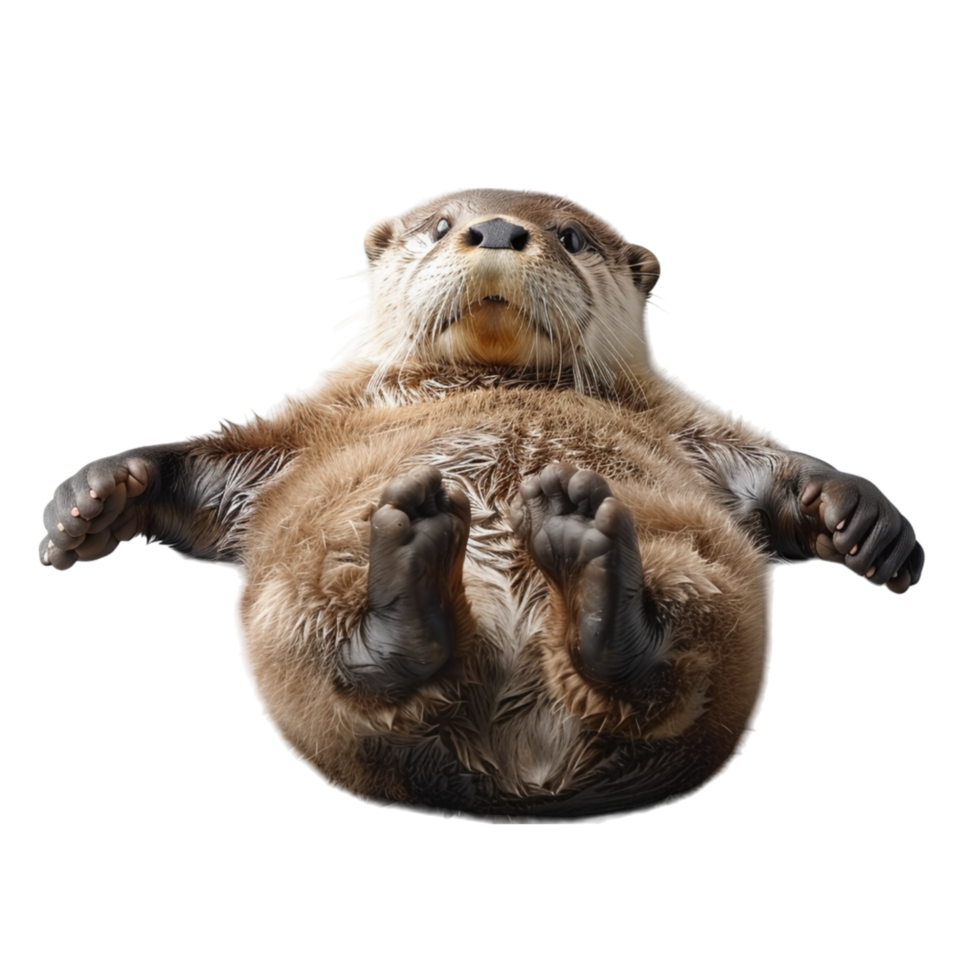 Cheerful otter floating on its back png