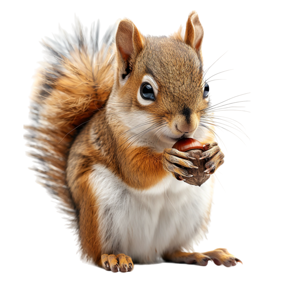 Curious and Cute Squirrel Holding Acorn png