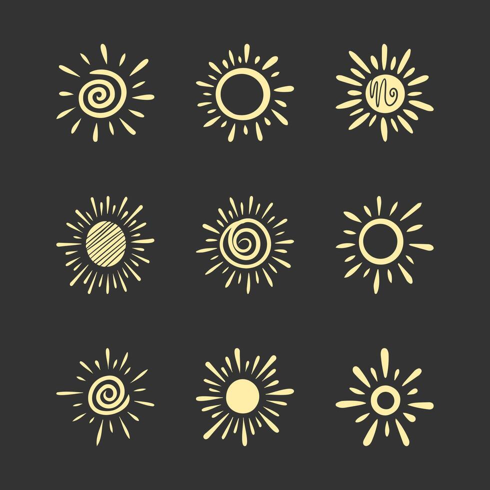 Hand drawn doodle sun. Design element. vector