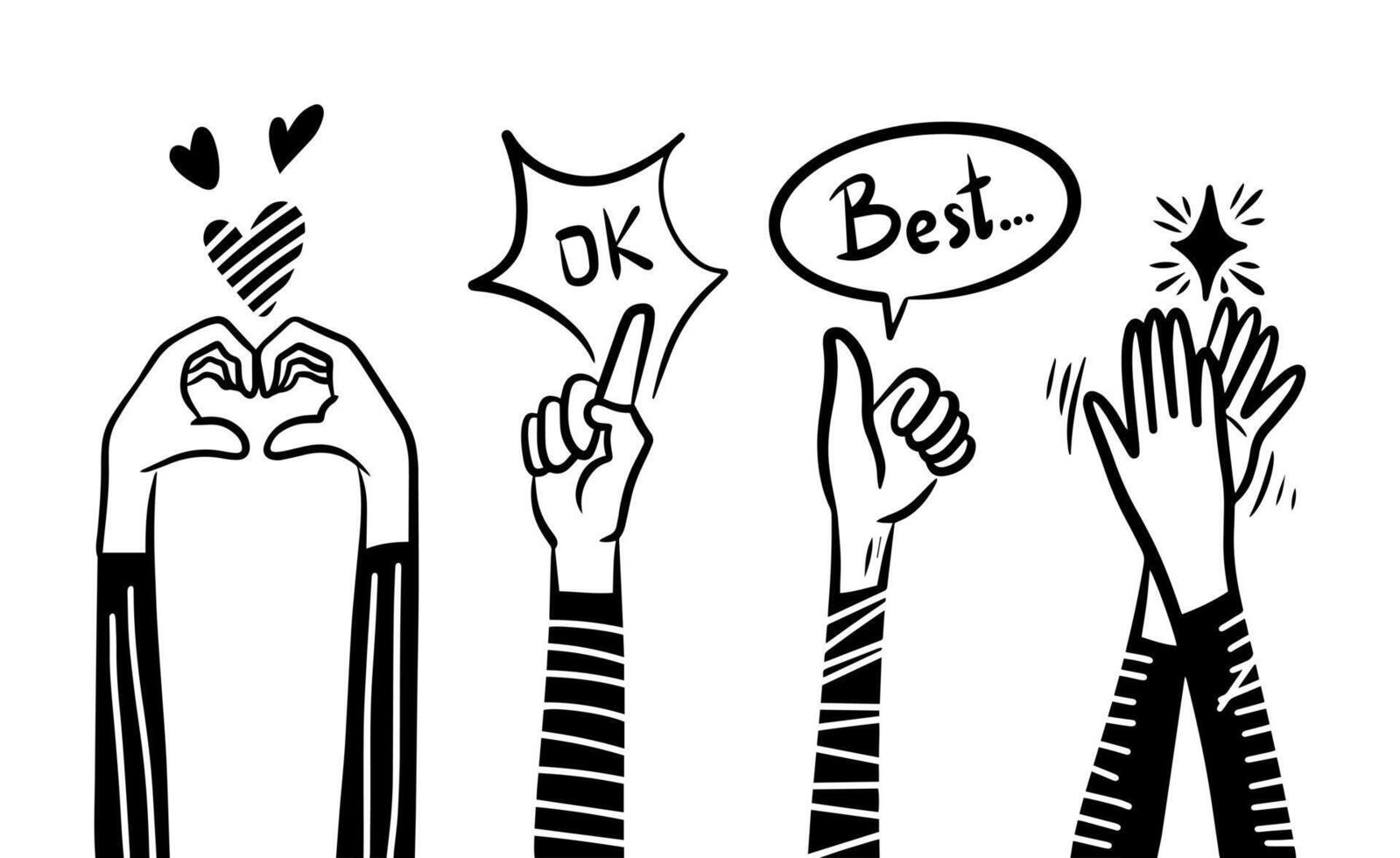 doodle hands up,Hands clapping. applause gestures. clapping. vector