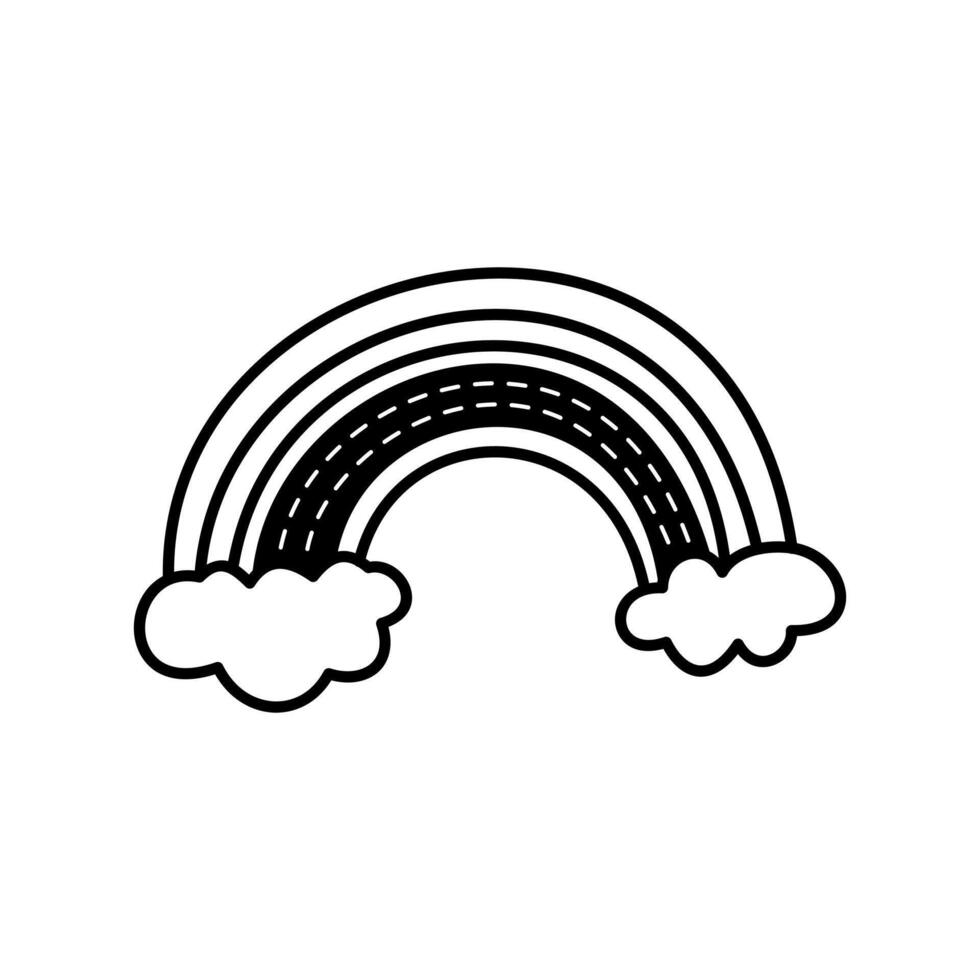 a rainbow doodle in hand drawing vector