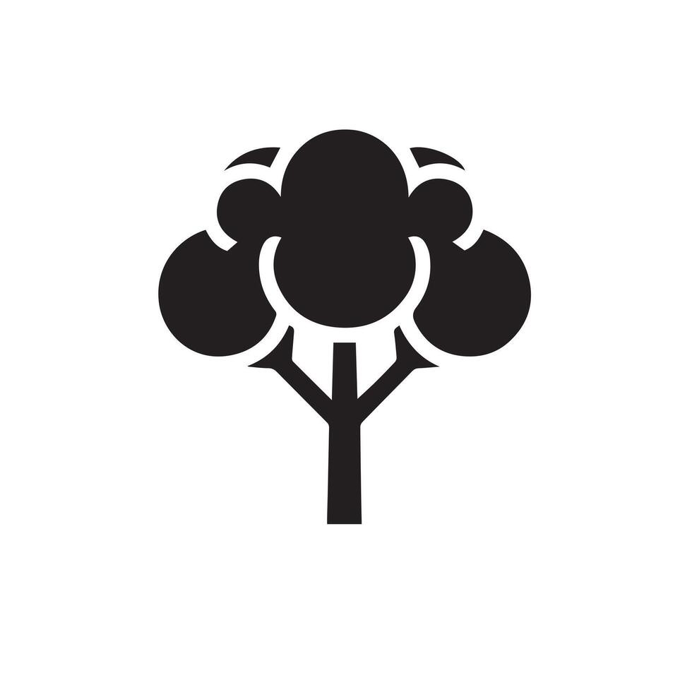 Minimalist Black Silhouette Icon of Tree on White Background vector