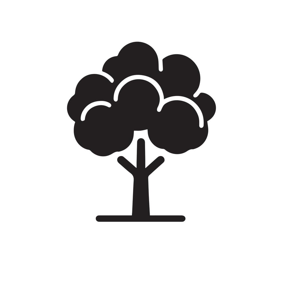 Minimalist Black Silhouette Icon of Tree on White Background vector