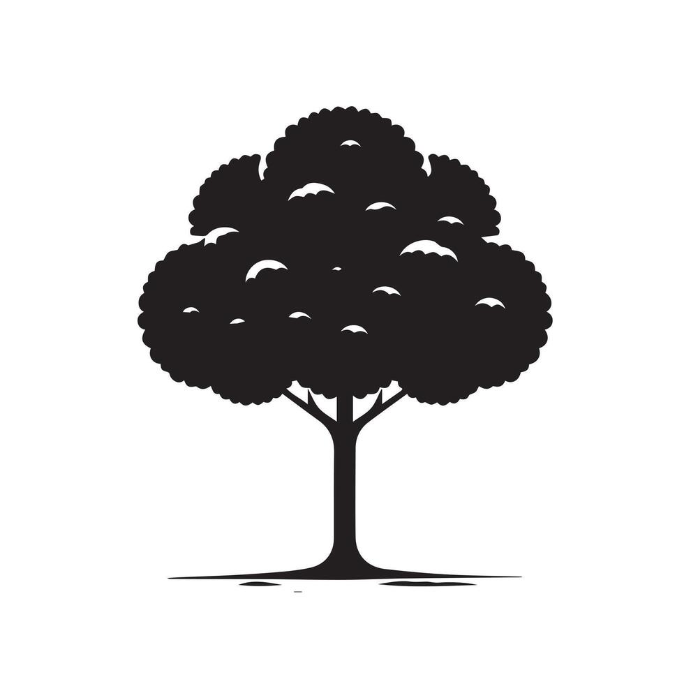 Minimalist Black Silhouette Icon of Tree on White Background vector
