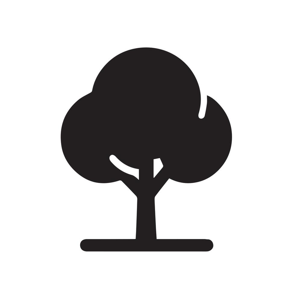 Minimalist Black Silhouette Icon of Tree on White Background vector