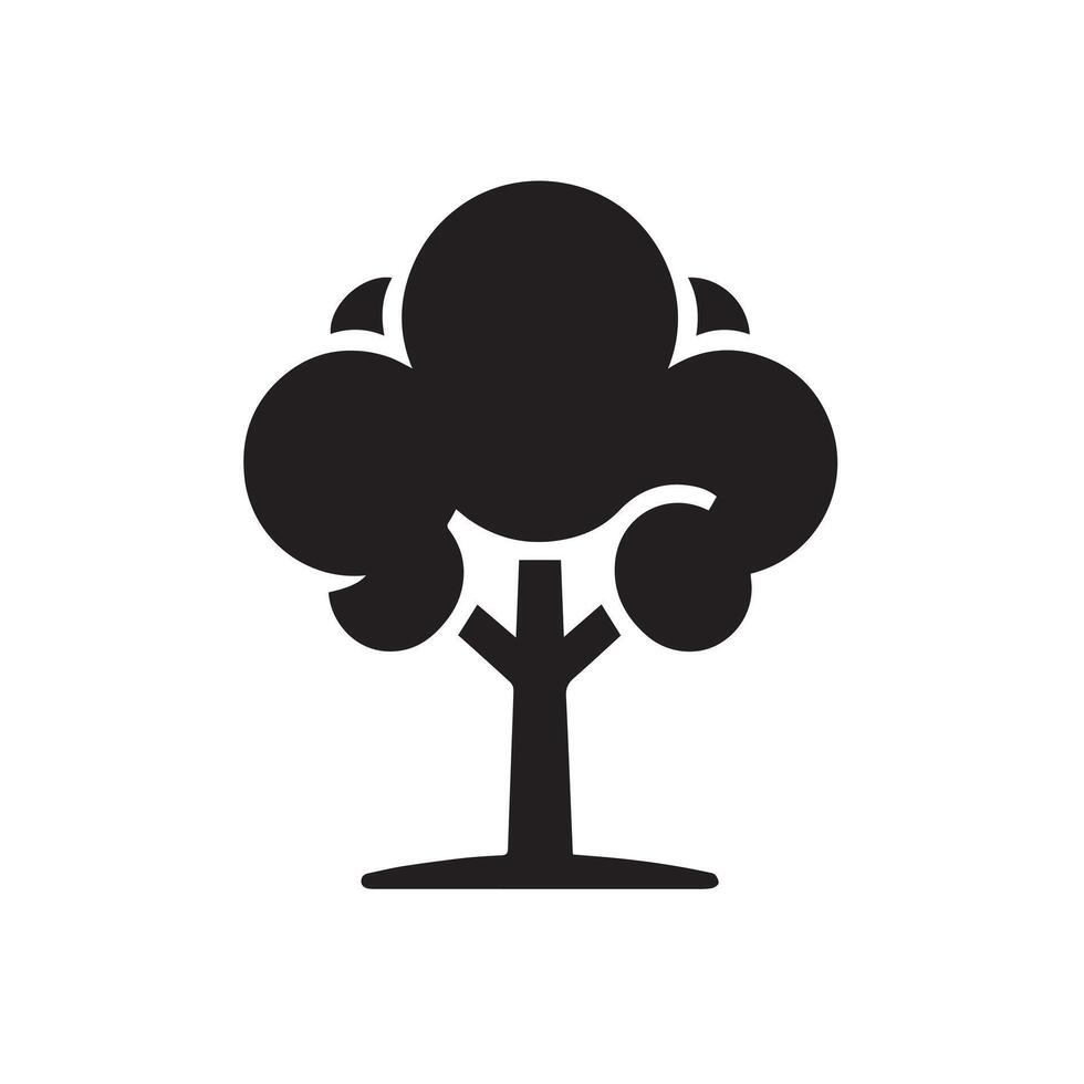 Minimalist Black Silhouette Icon of Tree on White Background vector
