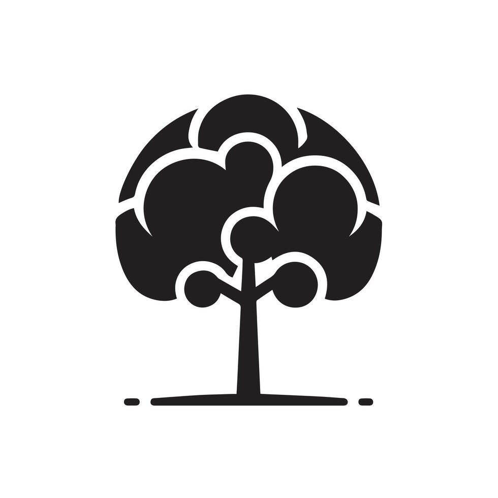 Minimalist Black Silhouette Icon of Tree on White Background vector