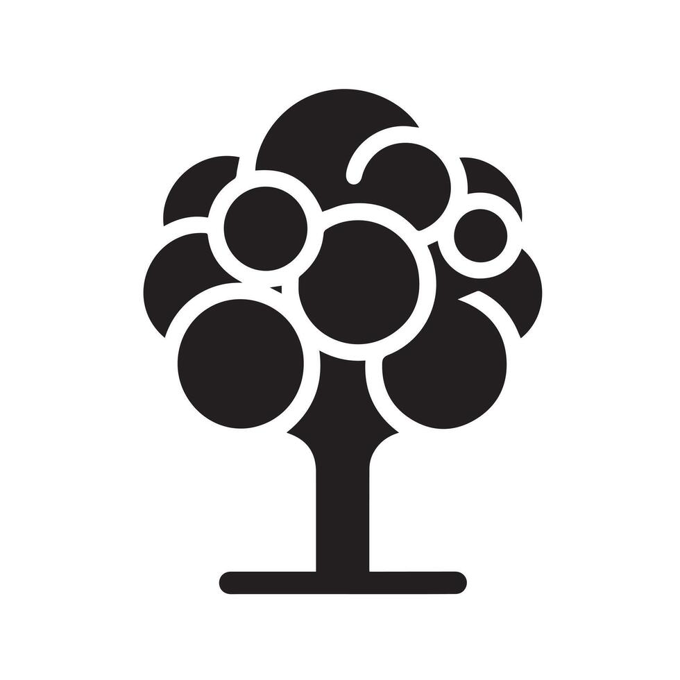 Minimalist Black Silhouette Icon of Tree on White Background vector