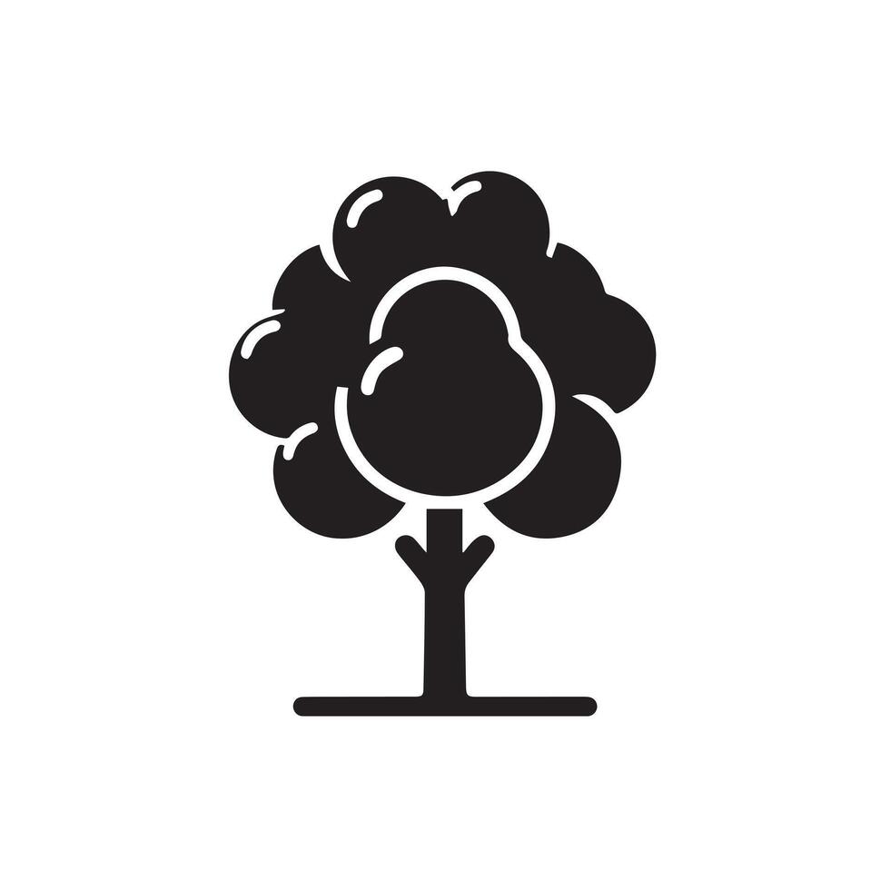 Minimalist Black Silhouette Icon of Tree on White Background vector