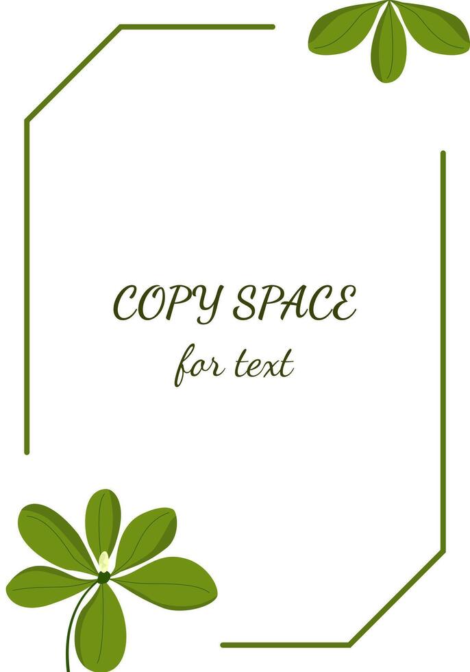design with leaves. Template for a greeting card. Flowering plants with flowers in a text frame. vector