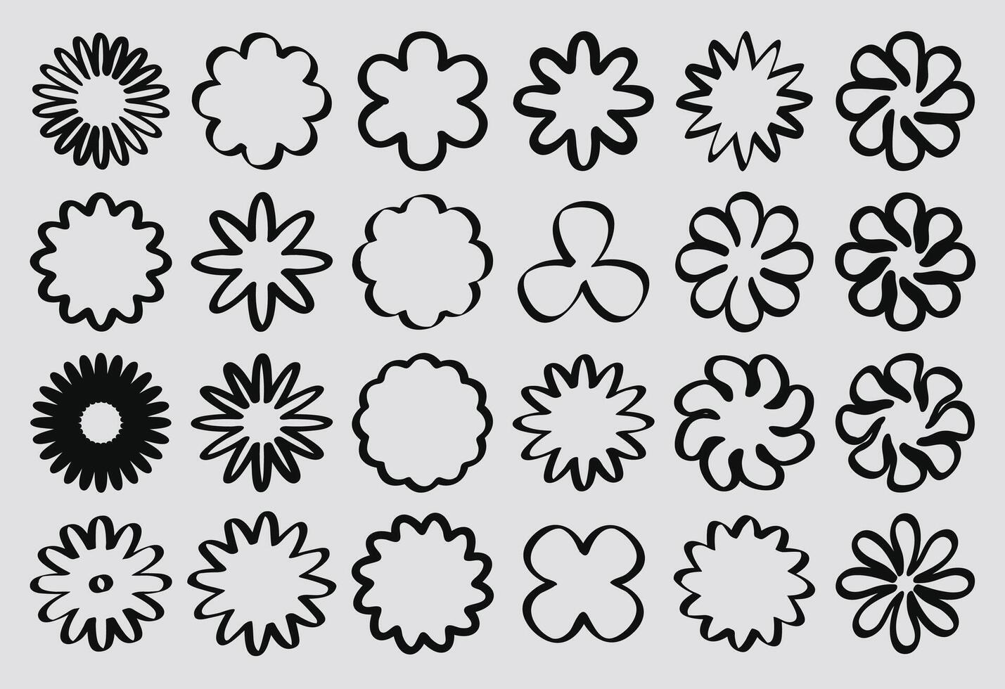 Flower hand -drawn line icons set. Abstract flower icons isolated on white background vector