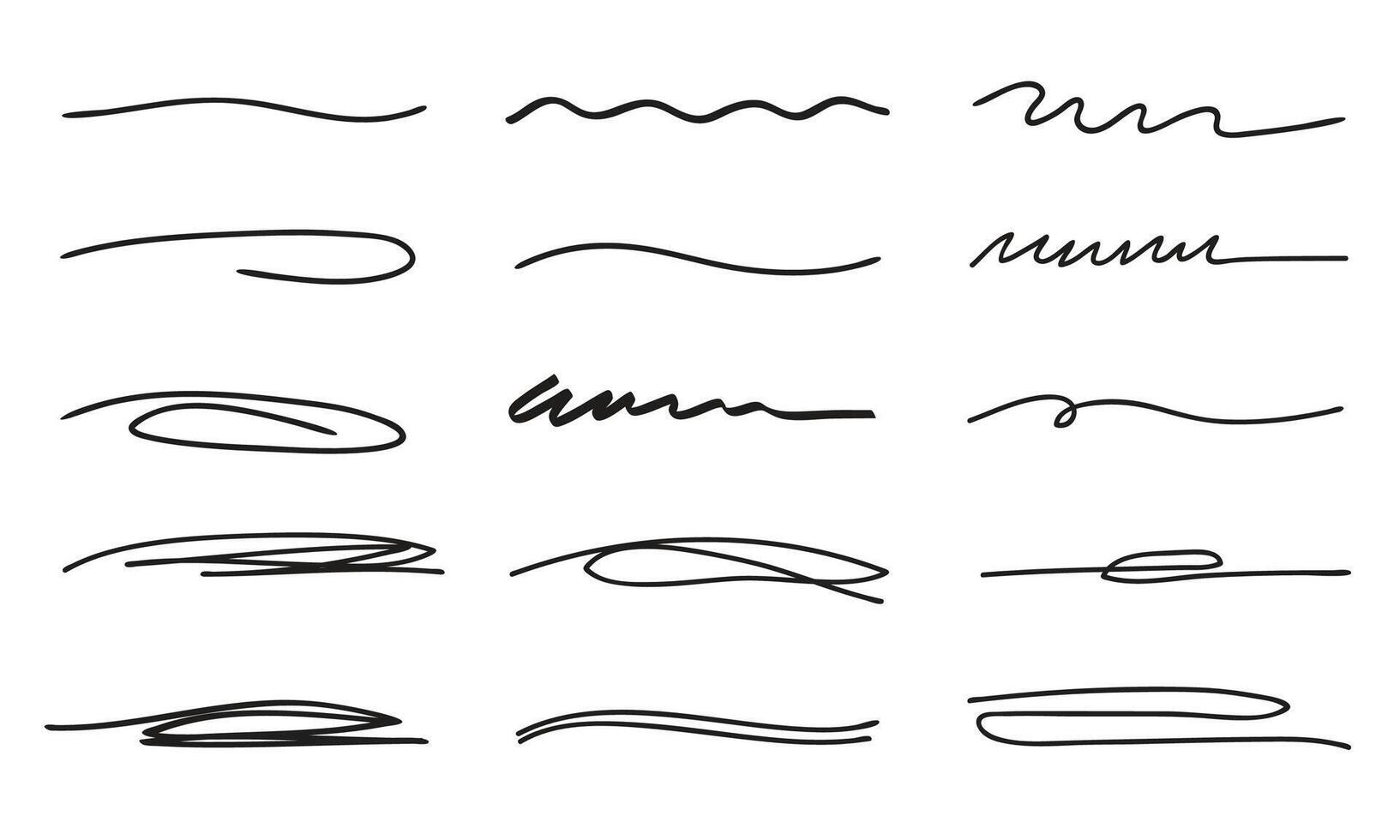 Marker scribble elements collection. Hand drawn strokes, underlines illustration vector