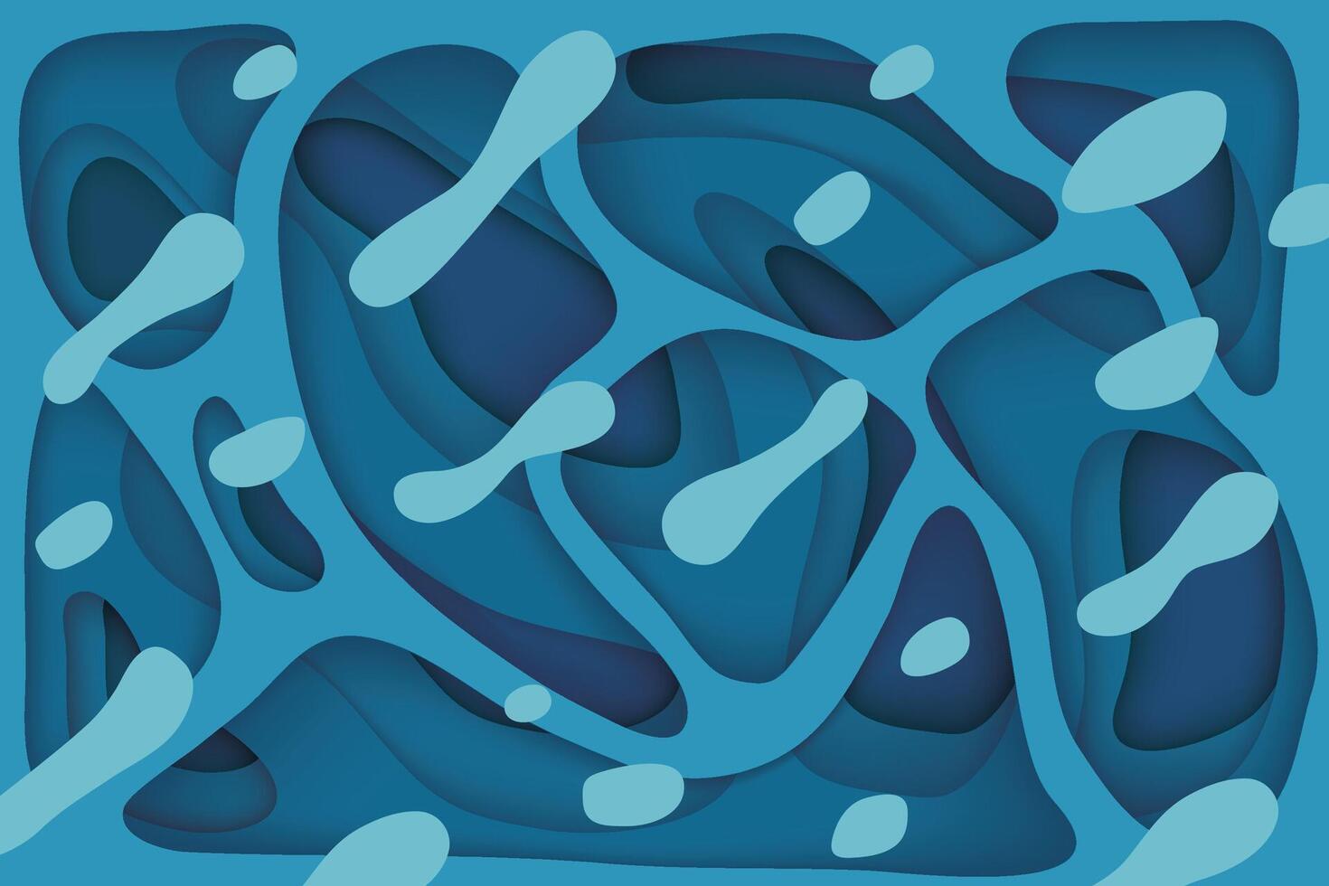 3D abstract background with paper cut shapes. Blue carving art. illustration vector