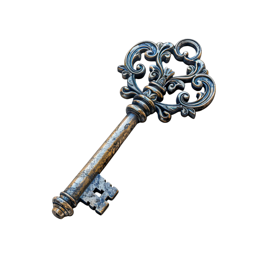 Shiny Silver Key Symbolizing Secrets and Security png