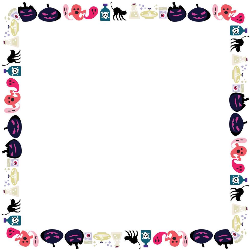 Hand drawn halloween frame template design vector