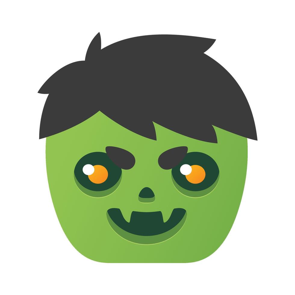zombie head icon Flat illustration of green zombie head isolated on white background vector