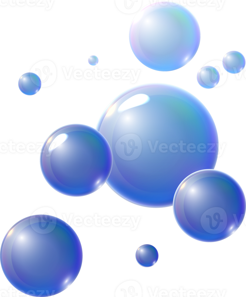 Realistic transparent 3d bubbles underwater . Soap bubbles png