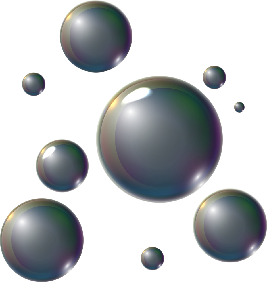 Realistic transparent 3d bubbles underwater . Soap bubbles png