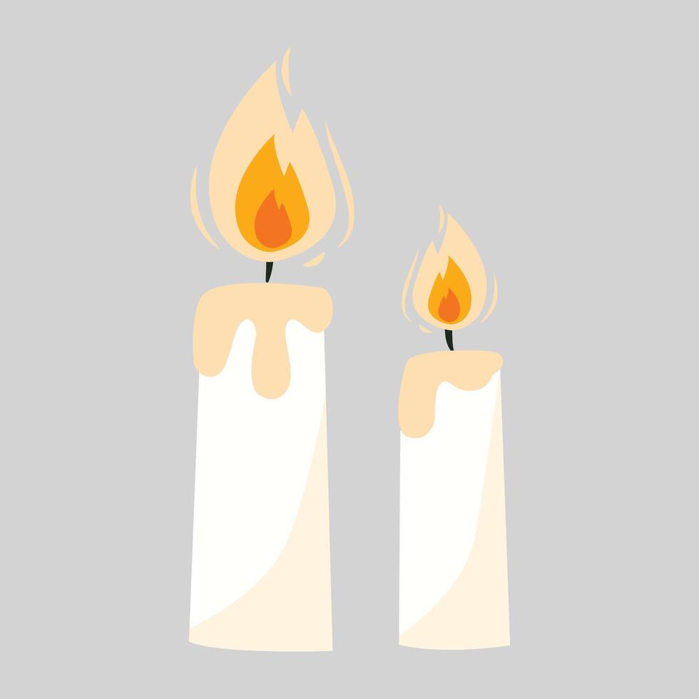 Candle with fire in cartoon style isolated on gray background vector