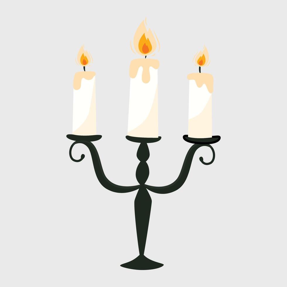 Candles in candlesticks vintage candlesticks illustration vector