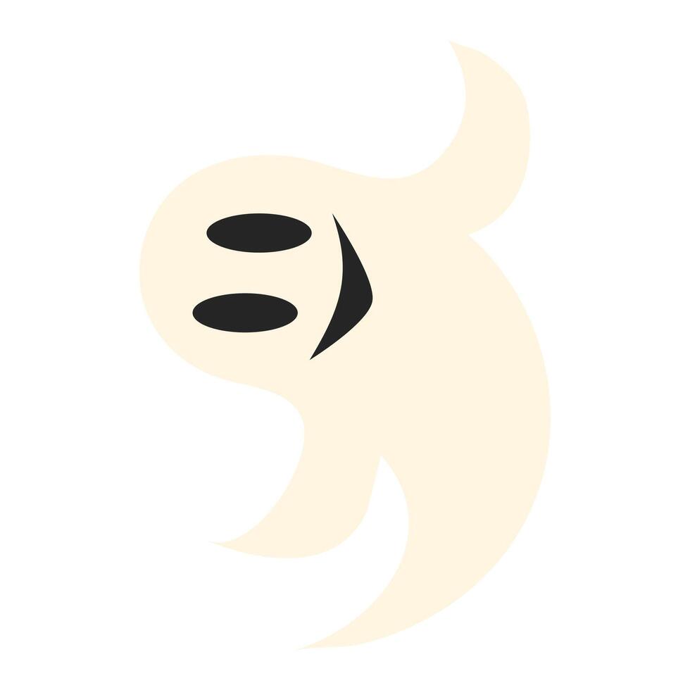 Hand drawn flat halloween ghost illustration on white vector