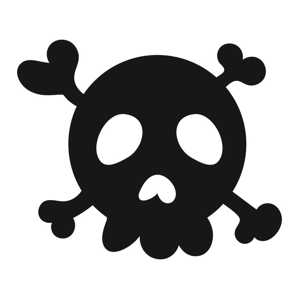 Hand drawn skull silhouette illustration on a white vector