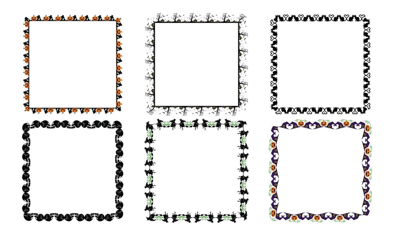 Hand drawn halloween frame template design collection vector