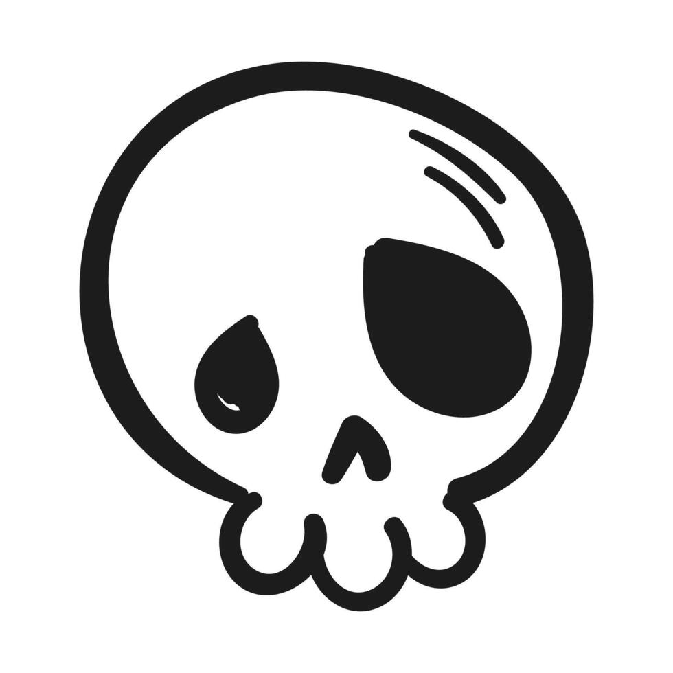 Hand drawn skull silhouette illustration vector