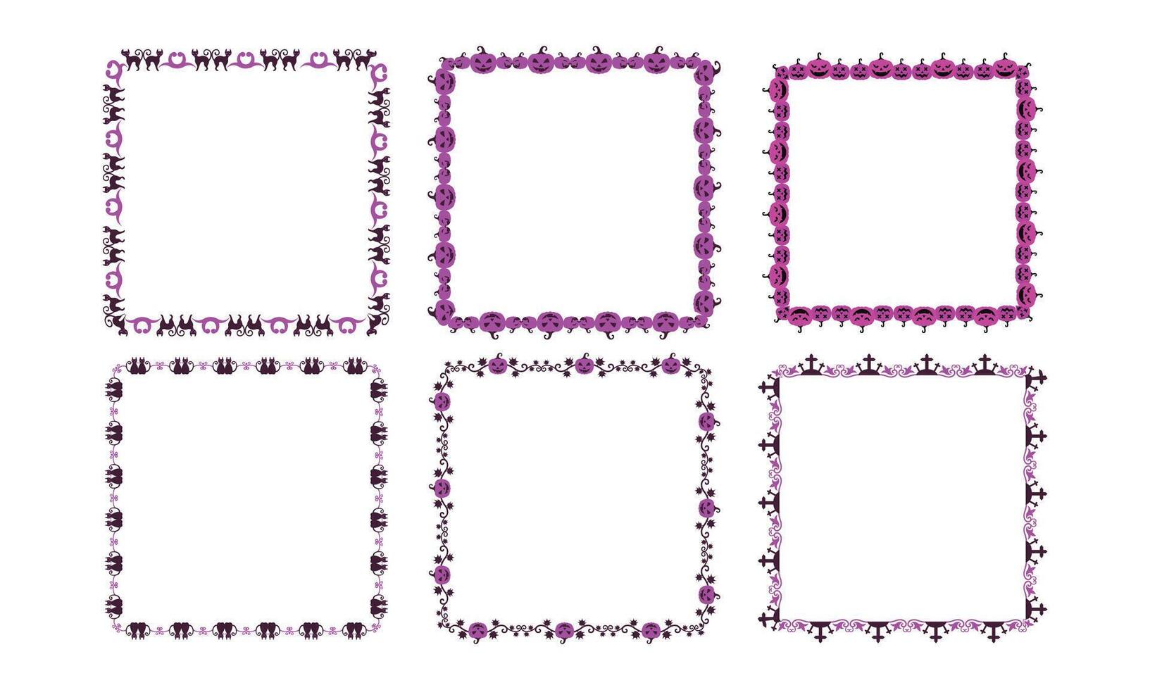 Hand drawn halloween frame template design collection vector