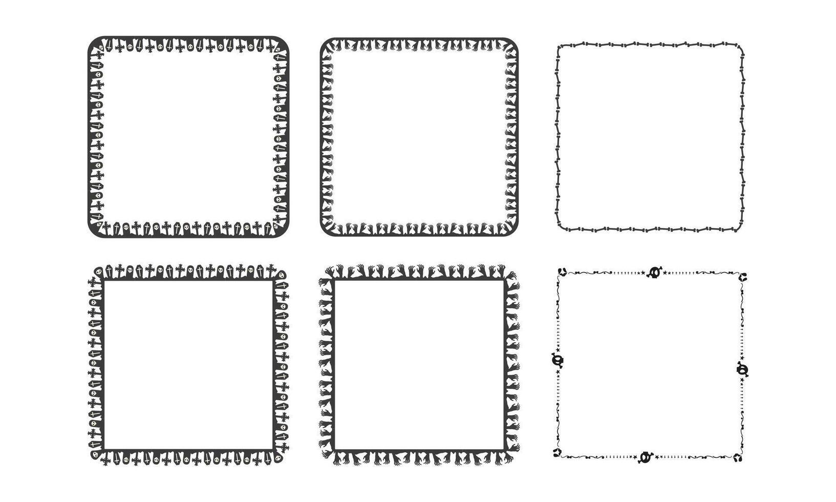 Hand drawn halloween frame template design collection vector