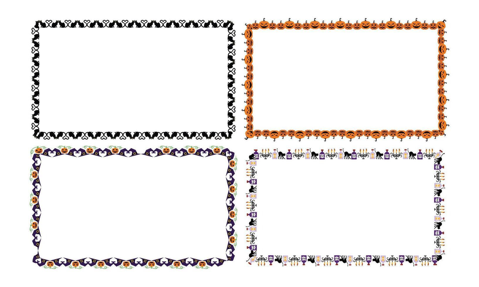 Hand drawn halloween frame template design collection vector