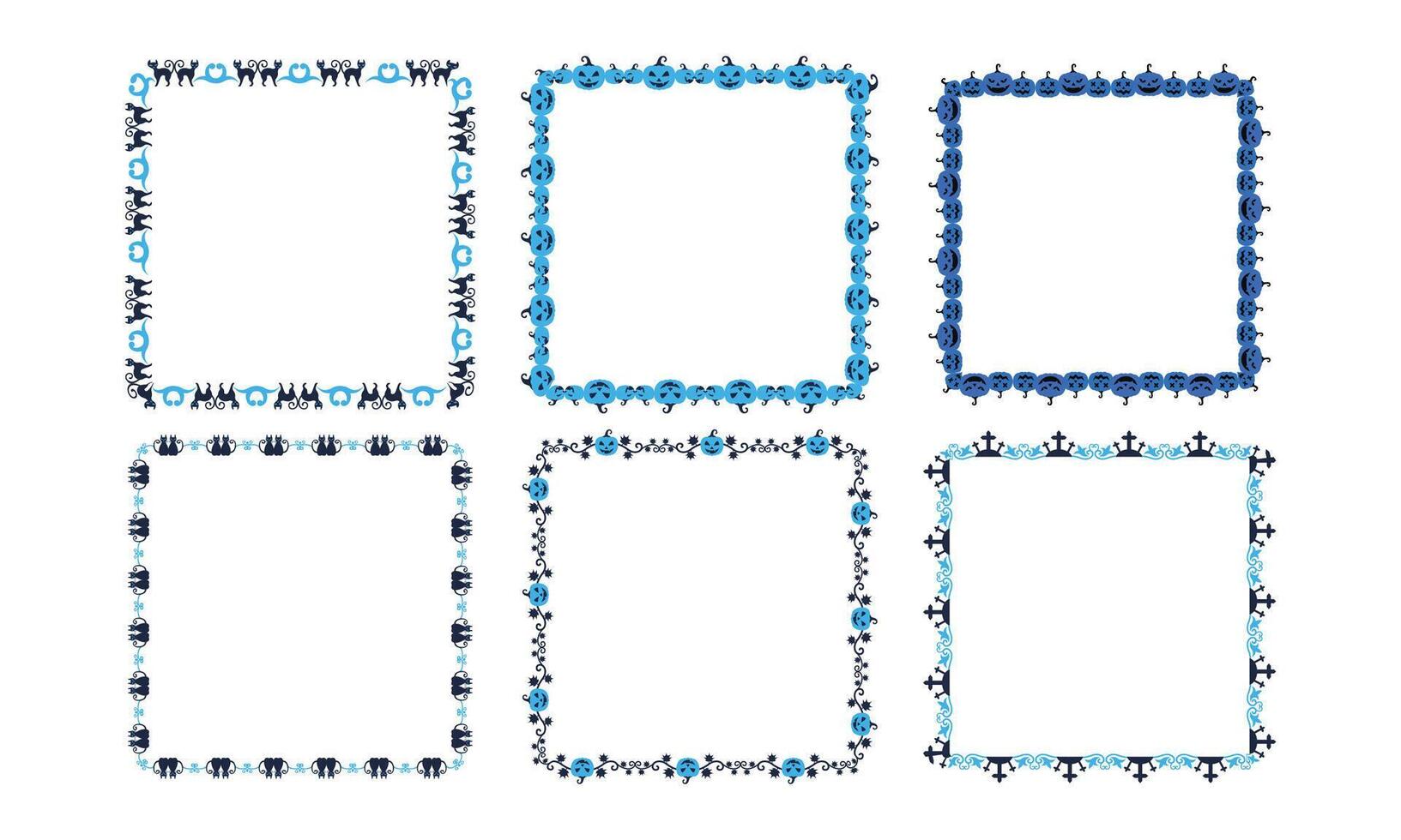Hand drawn halloween frame template design collection vector
