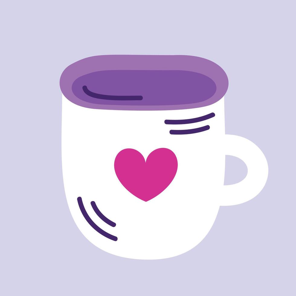 Hand drawn a cup of coffee with heart vector