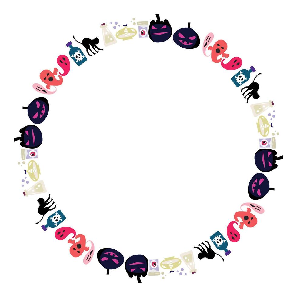 Hand drawn halloween frame template design vector